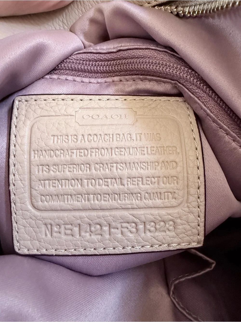 Coach Pebbled Leather Shoulder or Crossbody Purse in Light Taupe
